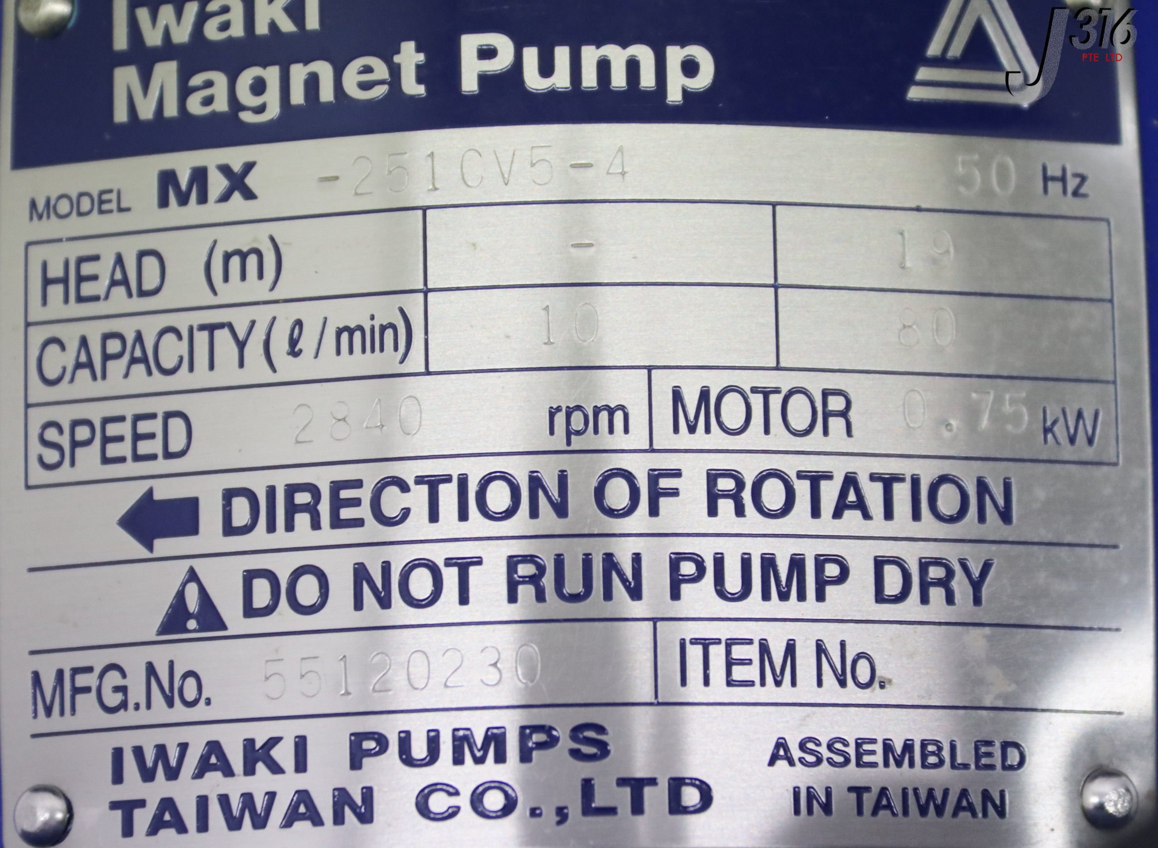 33768 IWAKI MAGNETIC DRIVE PUMP, MX SERIES, 2840RPM MX-251CV5-4 | eBay